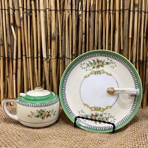 Circa 1921 Noritake Roseara Handled Lemon Dish and Handled Sugar Bowl With Spoon